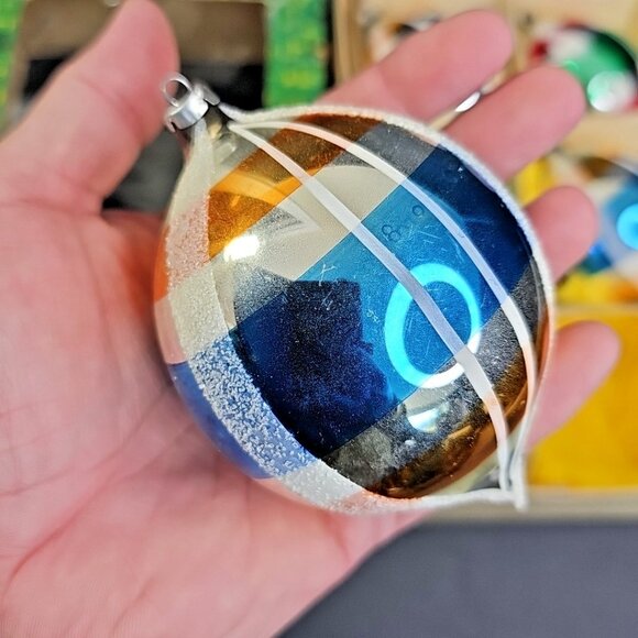 Large East Germany Christmas Ornament 6pc Baubles Oblong Mercury Glass 4" X 2.5" - Picture 4 of 16